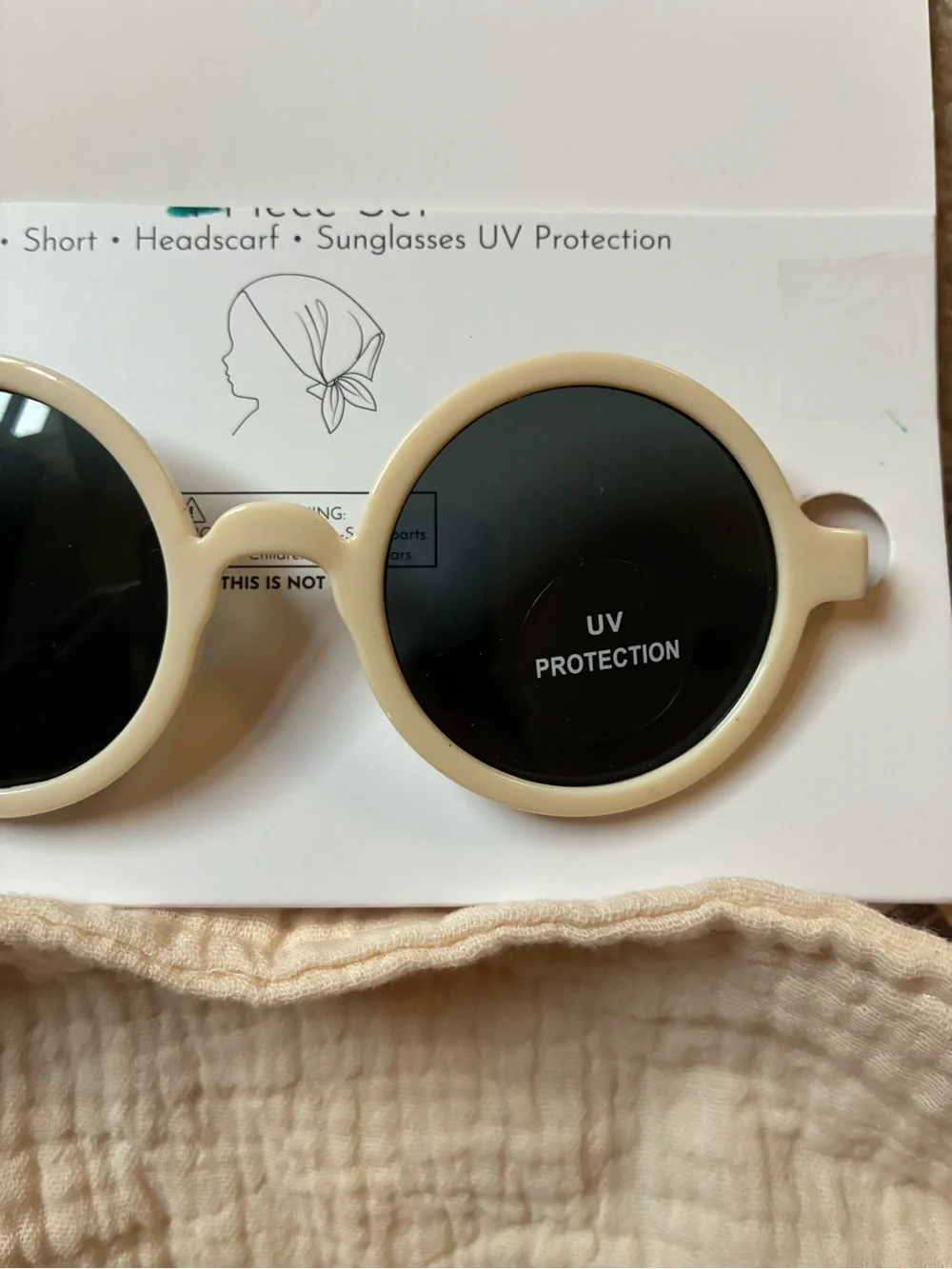 RZ Baby by Rachel Zoe Headscarf & UV Sunglasses Set NWT Cream Boho Baby Accessor